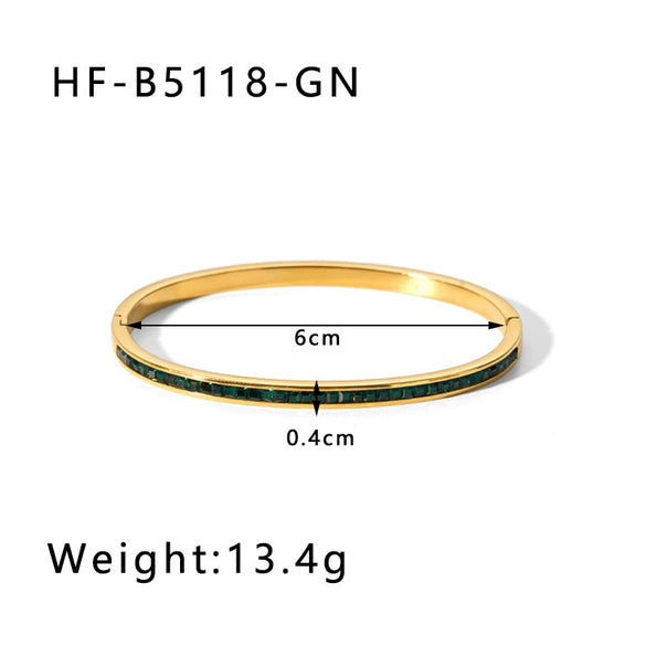 Retro Wide Edge Irregular Titanium Steel Bracelet Inlaid With Zircon Furnace Vacuum Plated 18K Real Gold For Women Ins Style