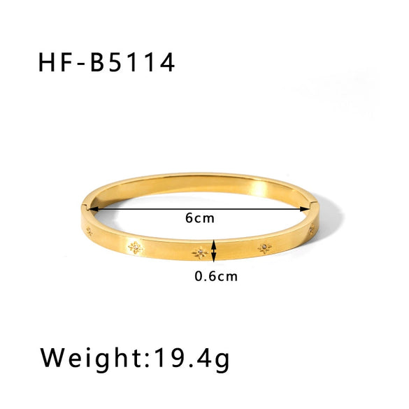Retro Wide Edge Irregular Titanium Steel Bracelet Inlaid With Zircon Furnace Vacuum Plated 18K Real Gold For Women Ins Style