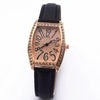 Retro Wine Barrel Rhinestone Quartz Watch With Bamboo Pattern Alloy Belt For Women