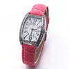 Retro Wine Barrel Rhinestone Quartz Watch With Bamboo Pattern Alloy Belt For Women