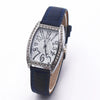 Retro Wine Barrel Rhinestone Quartz Watch With Bamboo Pattern Alloy Belt For Women