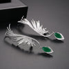Retro Women's Copper Feather Drop Earrings With Zircon Inlay Elegant Electroplated Earrings For Banquet