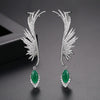 Retro Women's Copper Feather Drop Earrings With Zircon Inlay Elegant Electroplated Earrings For Banquet