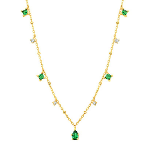 Retro Women's Copper Necklace With Zircon Geometric Style Drop Shape Crystal Treatment