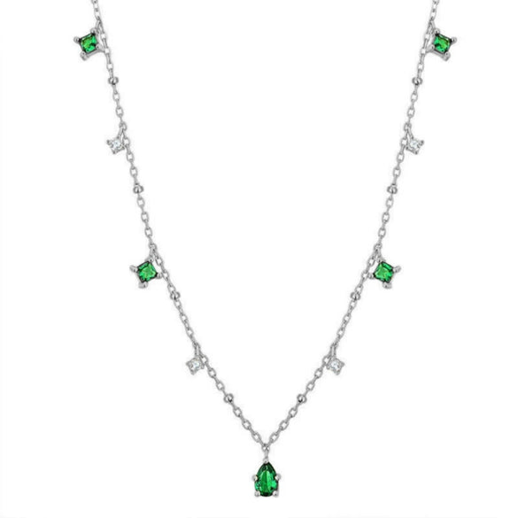 Retro Women's Copper Necklace With Zircon Geometric Style Drop Shape Crystal Treatment
