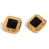 Retro Women's Square Black Acrylic Earrings Stainless Steel 18K Gold Plated With Classic Hammer Pattern And Electroplating Treatment