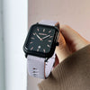 Retro Women's Watch Silicone Strap Alloy Case Square Dial Stainless Steel Buckle