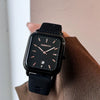 Retro Women's Watch Silicone Strap Alloy Case Square Dial Stainless Steel Buckle