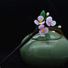 Retro Women's Wooden Hairpin With Hosta And Flower Pattern For Hanfu Headwear Accessories