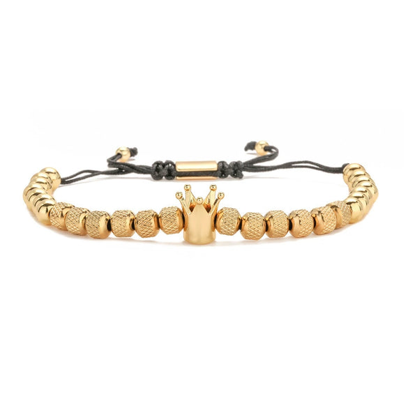 Retro Zircon Crown Beaded Handmade Woven Adjustable Bracelet For Men And Women