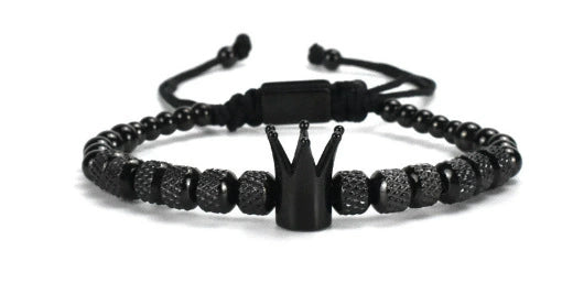 Retro Zircon Crown Beaded Handmade Woven Adjustable Bracelet For Men And Women