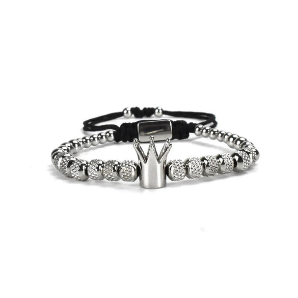 Retro Zircon Crown Beaded Handmade Woven Adjustable Bracelet For Men And Women