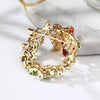 Rhinestone Bow Wreath Brooch Pin Alloy Jewelry Accessory With Dripping Oil Finish And Inlaid Artificial Gemstones