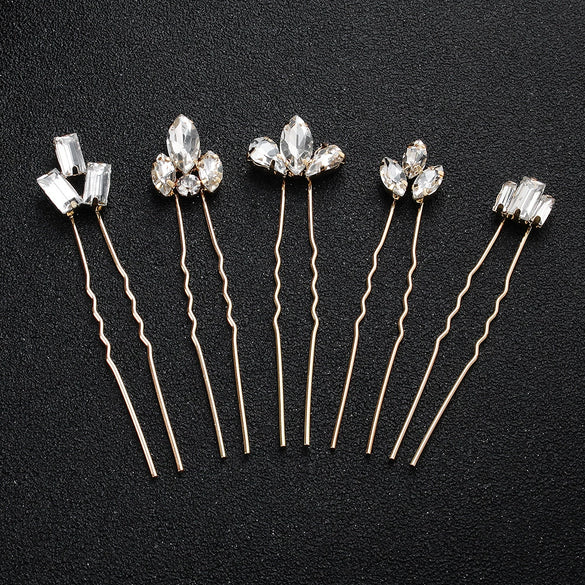 Rhinestone Chain Hair Pins Set Fashion Inlay Hair Accessories For Women Daily Wear