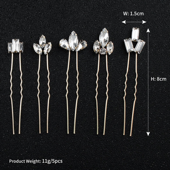 Rhinestone Chain Hair Pins Set Fashion Inlay Hair Accessories For Women Daily Wear