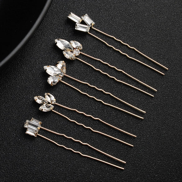 Rhinestone Chain Hair Pins Set Fashion Inlay Hair Accessories For Women Daily Wear