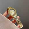 Rhinestone Disc Alloy Band Quartz Watch For Women Medieval Style Round Dial