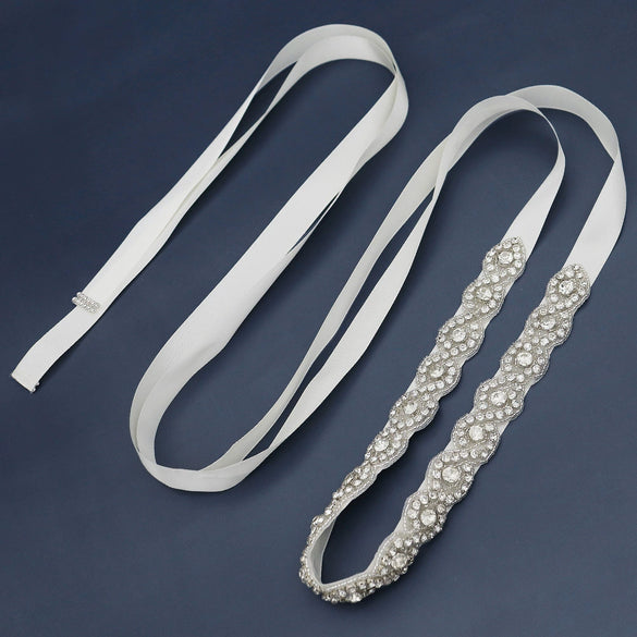Rhinestone Floral Bridal Waist Belt Handstitched Wedding Dress Sash With Woven Detailing And Elegant Princess Style