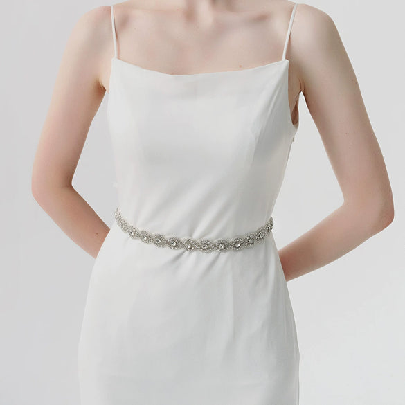 Rhinestone Floral Bridal Waist Belt Handstitched Wedding Dress Sash With Woven Detailing And Elegant Princess Style