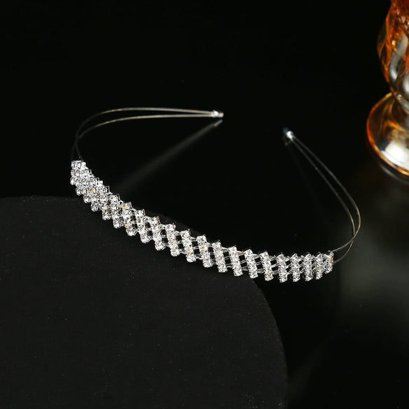 Rhinestone Headband For Women Electroplated Design Princess Pearl Crown Style