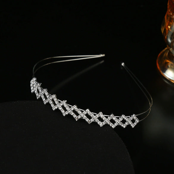 Rhinestone Headband For Women Electroplated Design Princess Pearl Crown Style