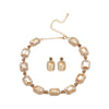 Rhinestone Inlaid Fashion Clavicle Chain Necklace And Earrings Set For Women