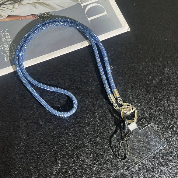 Rhinestone Mobile Phone Lanyard With Love Pattern And Crossbody Chain In Light Luxury Highend Style