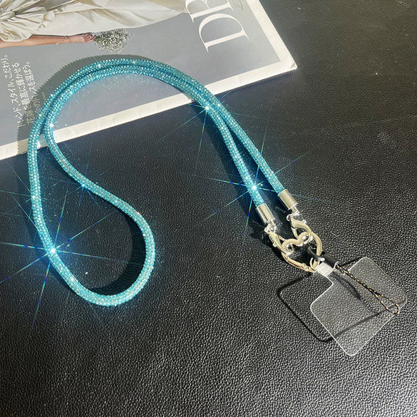 Rhinestone Mobile Phone Lanyard With Love Pattern And Crossbody Chain In Light Luxury Highend Style