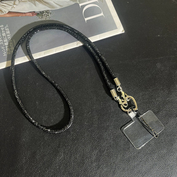 Rhinestone Mobile Phone Lanyard With Love Pattern And Crossbody Chain In Light Luxury Highend Style