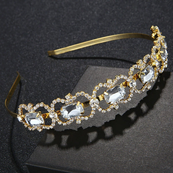 Rhinestone Retro Electroplating Crown Headband For Women Hair Accessories