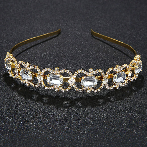 Rhinestone Retro Electroplating Crown Headband For Women Hair Accessories