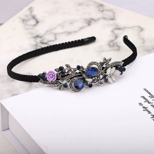 Rhinestone Retro Small Flower Women's Hairband Hair Accessories Electroplated