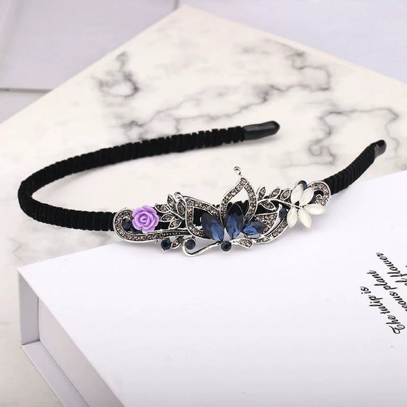Rhinestone Retro Small Flower Women's Hairband Hair Accessories Electroplated
