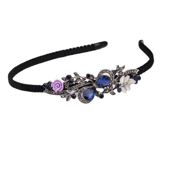 Rhinestone Retro Small Flower Women's Hairband Hair Accessories Electroplated