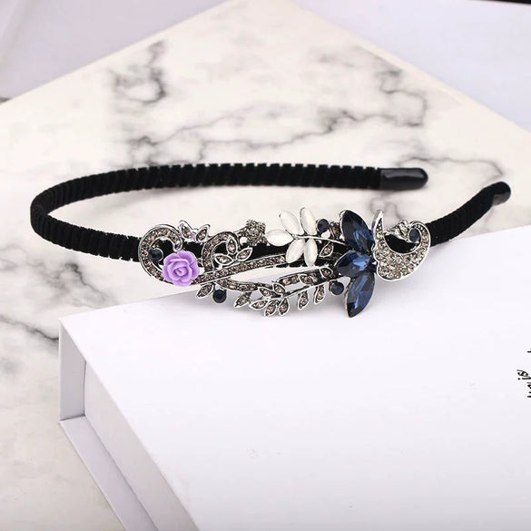 Rhinestone Retro Small Flower Women's Hairband Hair Accessories Electroplated