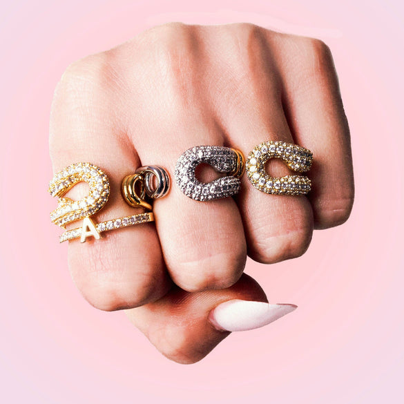 Rhinestone Ring Stainless Steel Geometric Electroplated Jewelry For Women