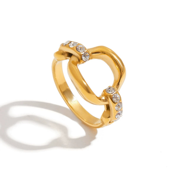 Rhinestone Ring Stainless Steel Geometric Style Electroplating Women's Highend Jewelry