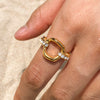 Rhinestone Ring Stainless Steel Geometric Style Electroplating Women's Highend Jewelry