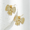 Ribbon Bow Drape Earrings Stainless Steel Gold Plated