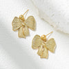 Ribbon Bow Drape Earrings Stainless Steel Gold Plated
