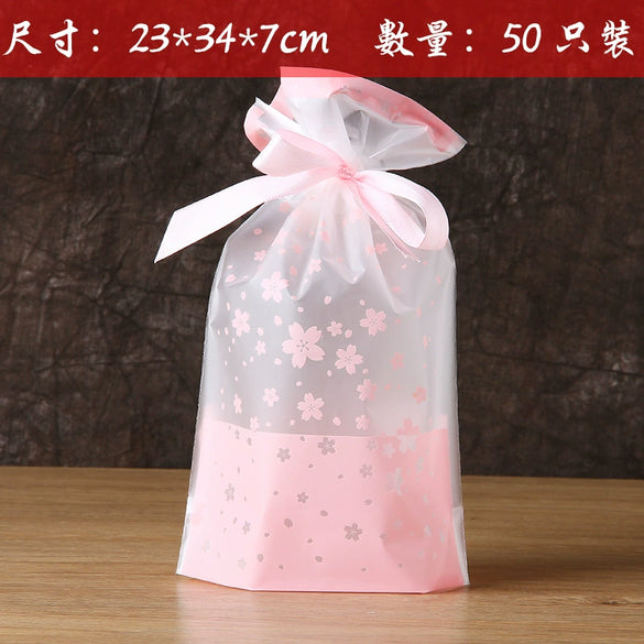 Ribbon Drawstring Gift Bag For Christmas And New Year Packaging Candy Paper Bag Biscuit Bundle Pocket Made Of Pe With Gravure Printing Craft For Casual Use