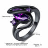 Ring Alloy Geometric Black Gold Amethyst Diamond