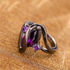 Ring Alloy Geometric Black Gold Amethyst Diamond