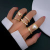 Ring Alloy Heart Retro Butterfly Pearl Joint Electroplating Unisex Set
