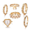 Ring Alloy Heart Retro Butterfly Pearl Joint Electroplating Unisex Set