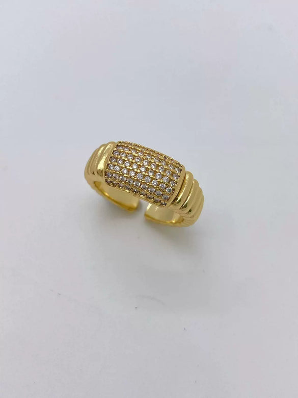 Ring Bracelet Copper Metal Geometric Fashion Microinlaid Zircon 18K Gold Plated