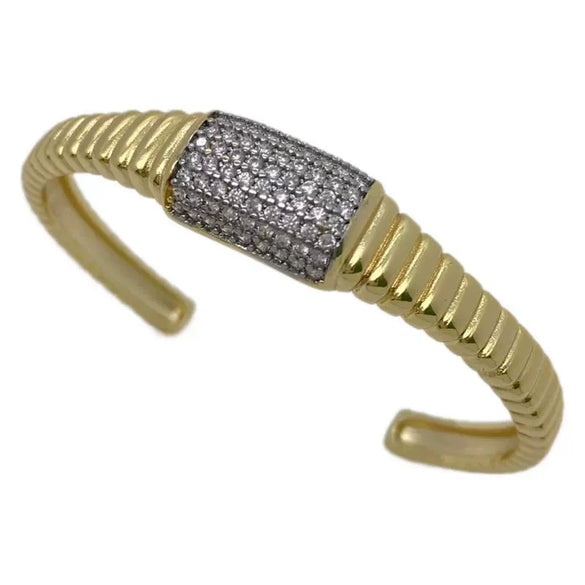 Ring Bracelet Copper Metal Geometric Fashion Microinlaid Zircon 18K Gold Plated