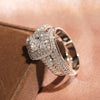 Ring Brass And Electric White Steel Geometric Inlaid Women's