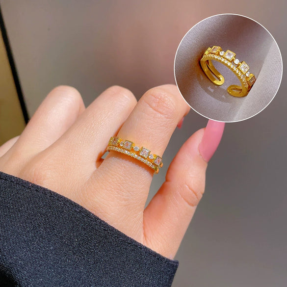 Ring Brass Geometric Crown Cartoon Style Real Gold Electroplated