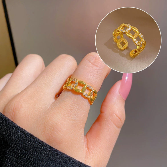 Ring Brass Geometric Crown Cartoon Style Real Gold Electroplated